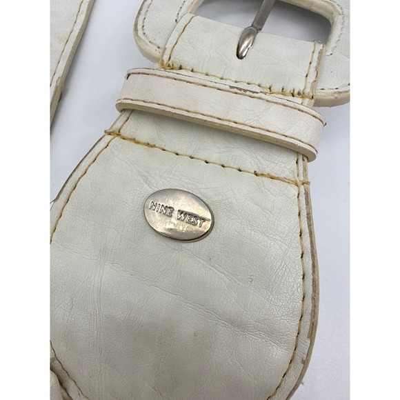 Nine West Off White Elastic Ruched Wide Cinch Belt Buckle Size L/XL 33-36 Waist - Picture 12 of 12